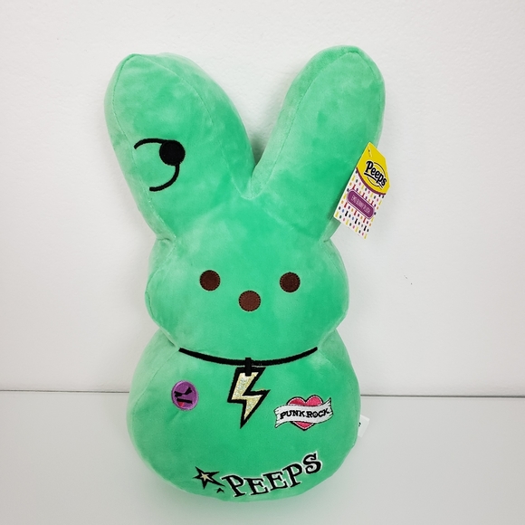 Peeps Emo Green Bunny 15" Easter Punk Rock Plush / Pillow - Picture 1 of 13